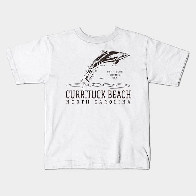 Currituck Beach, NC Summertime Vacationing Dolphin Kids T-Shirt by Contentarama